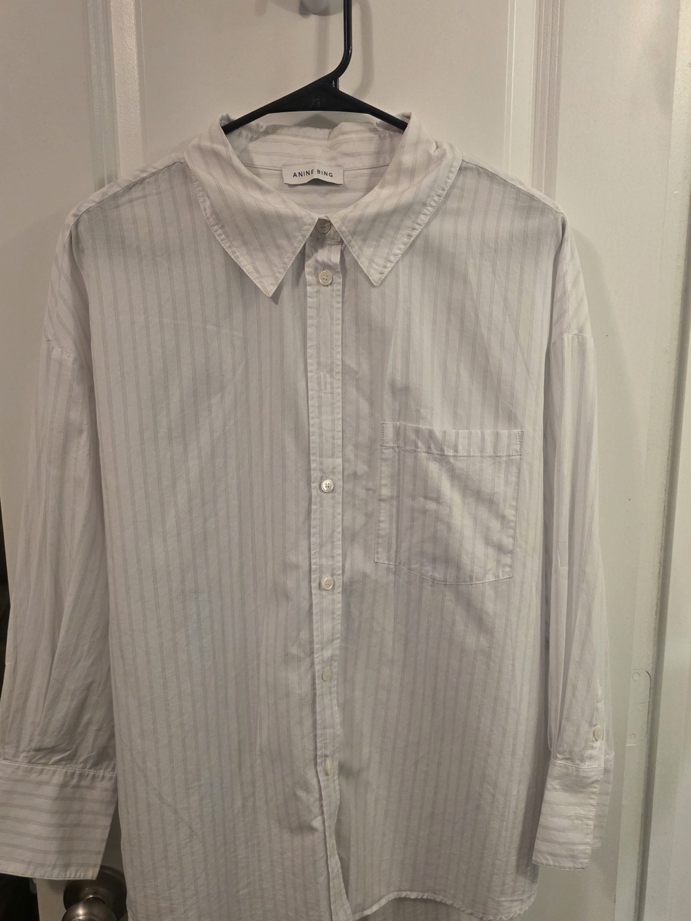 Anine Bing White Pinstripe Button-Up Shirt